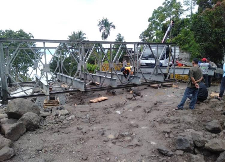 Jembatan Bailey Mulai Dibangun di Purba Pasir Simalungun Pasca Banjir Bandang