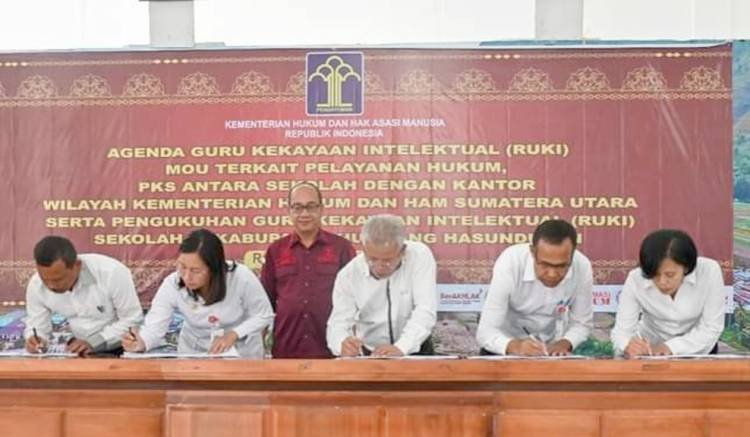 Kemenkumham Sumut dan Lima SMP di Humbahas Tandatangani MoU Perlindungan Kekayaan Intelektual