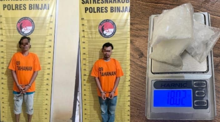 Bawa Sabu 18 gram, Dua Warga Aceh Tamiang Ditangkap Satnarkoba Polres Binjai