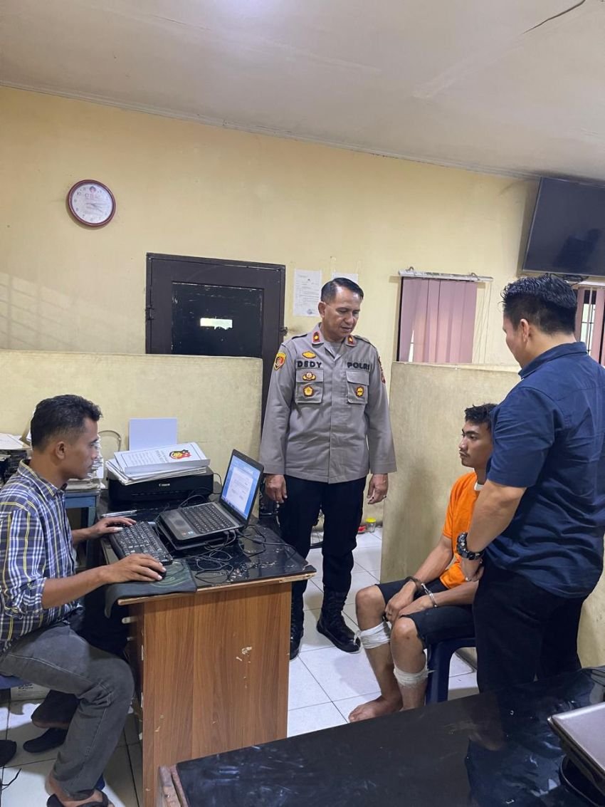 Polsek Delitua Tembak Kaki Pelaku Curas yang Melawan