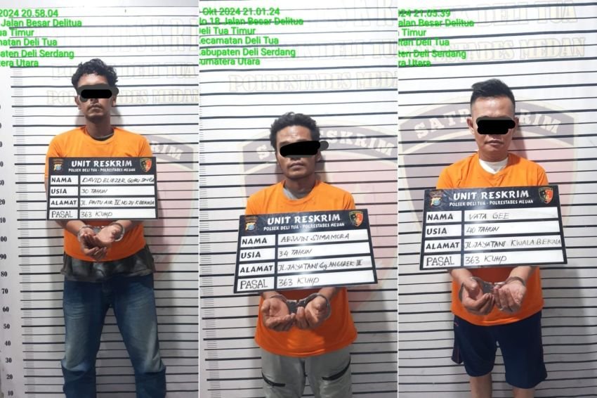 Polsek Delitua Tangkap 3 Pelaku Pencurian Rumah Kosong