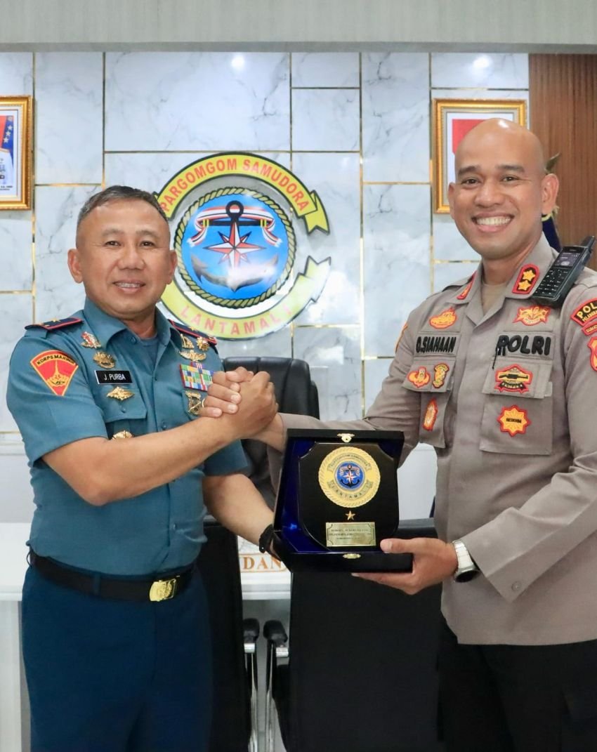 Tingkatkan Sinergitas, Kapolres Belawan Kunjungi Mako Lantamal I