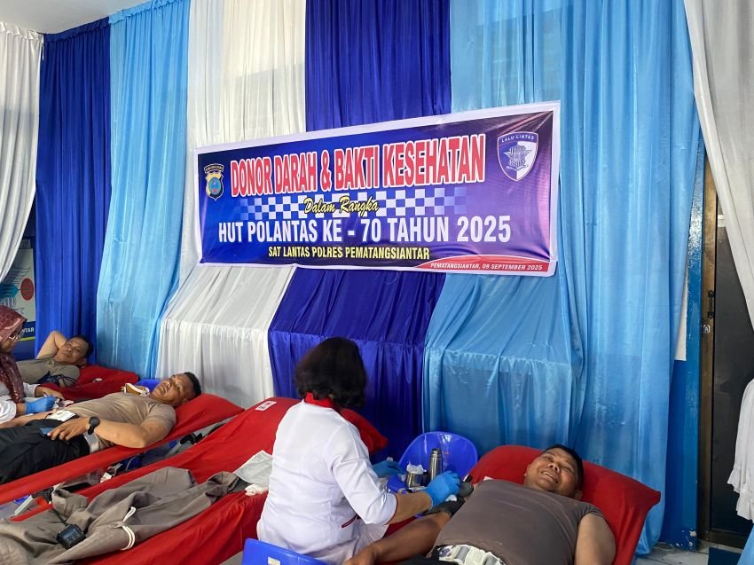 Sambut HUT Polantas ke-70, Sat Lantas Polres Pematangsiantar Gelar Donor Darah